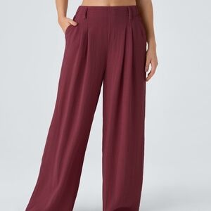 HALARA Burgundy Wide-Leg Pants